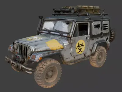 Post Apocalyptic Off Road Jeep 3D Model V06 Low-poly 3D model