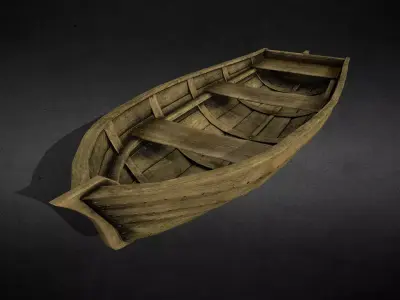 Wooden Boat Low-poly 3D model