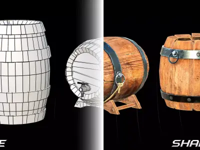 3d Stylized Wooden Barrels Pack Low-poly 3D model