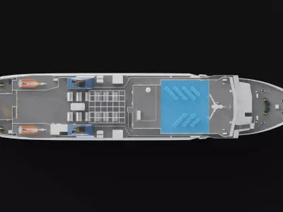 Passenger Ro-Ro Cargo Ship Low-poly 3D model