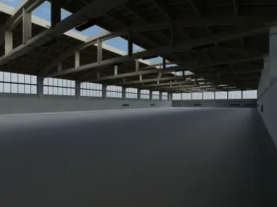 Factory Hall Interior 2 Low-poly 3D model