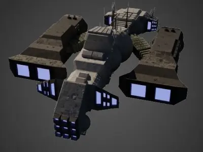 Spaceship Low-poly 3D model 3
