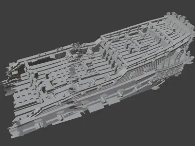 Shipwreck pirate ship Low-poly 3D model