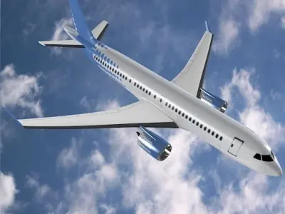 Bombardier cs300 commercial airplane Low-poly 3D model