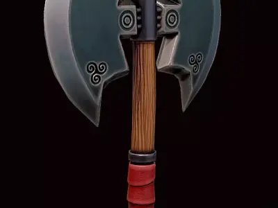 Low Poly Stylized axe Low-poly 3D model
