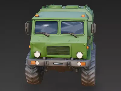 Stylized Forest Green Command SUV 3D Model Low-poly 3D model