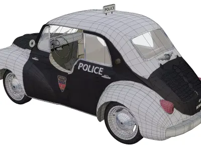 Renault 4CV Police car Low-poly 3D model
