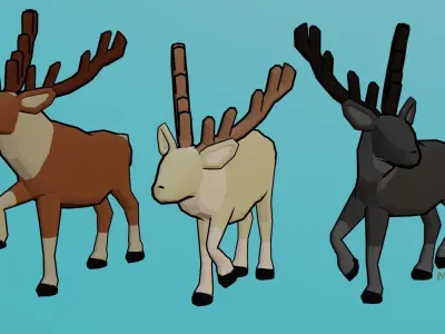 Low Poly Cartoon Deer Low-poly 3D model