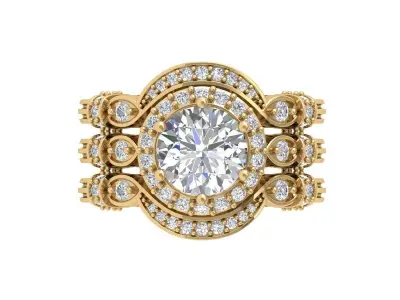 Solitaire Engagement Art Deco Ring 3D print model 86
