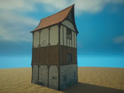 Medieval old House4-interior and exterior design Low-poly 3D model