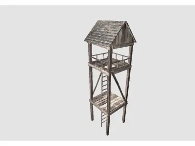 low poly watch tower Low-poly 3D model