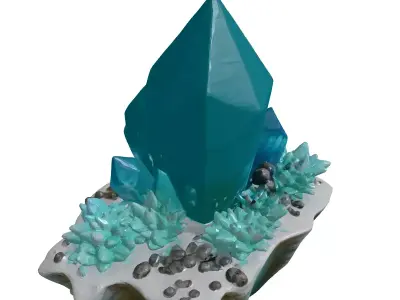 Aqua Crystal Rock Formation 3D model