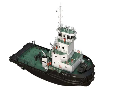 Articulated tug boat Black 3D model