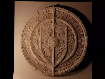 Shield CNC 3d Print High Relief Sand Casting 3D print model