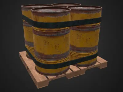 Barrel pallet Low-poly 3D model