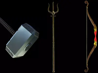 God Weapons Kit Low Poly Low-poly 3D model