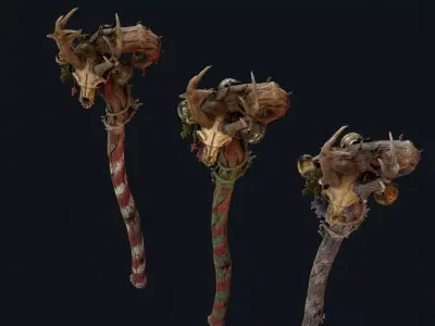 Krampus Skull Staff Low-poly 3D model