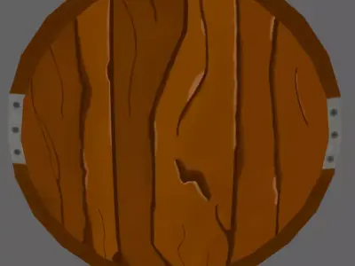 Wooden shield Low-poly 3D model 17