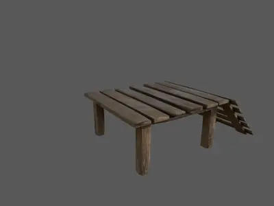 Bridge platform wood  Low-poly 3D model