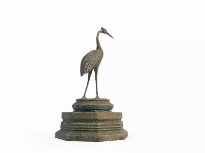 Asian bronze sculpture of crane 3D model purchase
