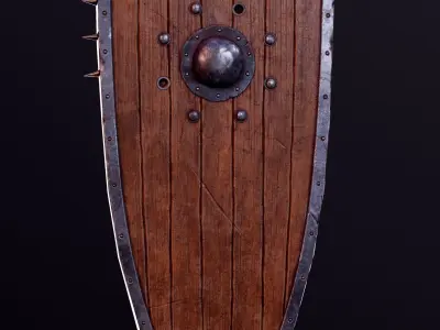 Shield and Free sword Low-poly 3D model