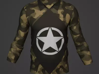 Military Soldier Clothing T-shirt Low-poly 3D model 34