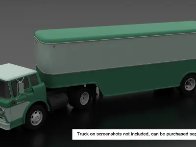 American 50s-60s style Furniture Van Trailer Low-poly 3D model