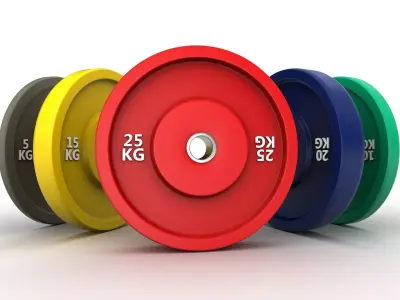 Bumper Plates ALL Weights Low-poly 3D model