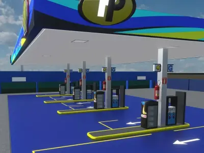 POSTO DE GASOLINA Low-poly 3D model