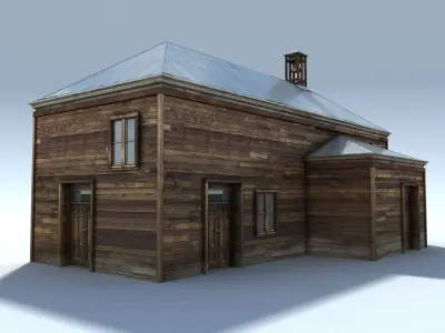 Low Poly Wild West School Low-poly 3D model