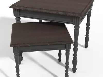 Antique small Wood Table 3D model