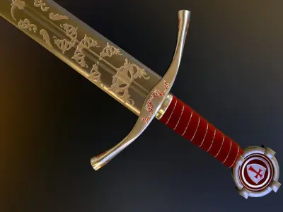 Medieval Sword of the Kings Templar Low-poly 3D model