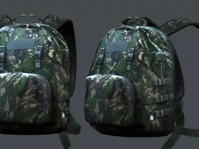 Backpack military combat Black baggage bag luggage Low-poly 3D model get