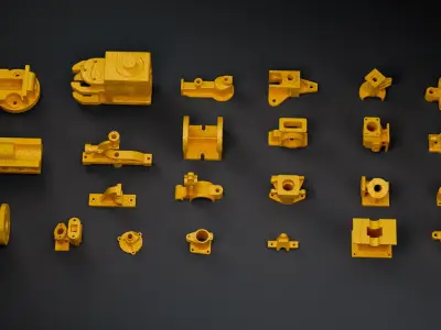 Building Blocks Kit Casted Parts Hard Surface GOLD V10 Low-poly 3D model