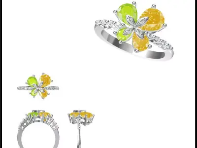 JCD Format Antique color stone rings 3dm jewelry 3D print model