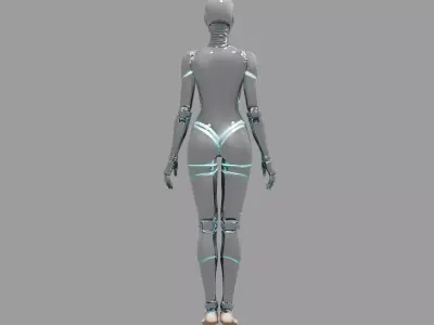 Chrome Cyberpunk Female Android Model 3D model