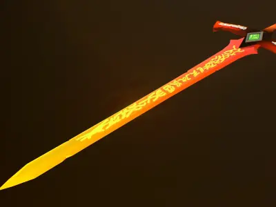 hand-painted hell sword Low-poly 3D model