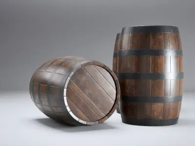 Wooden Barrel Free low-poly 3D model purchase