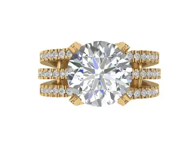 Solitaire Engagement Art Deco Ring 3D print model 90
