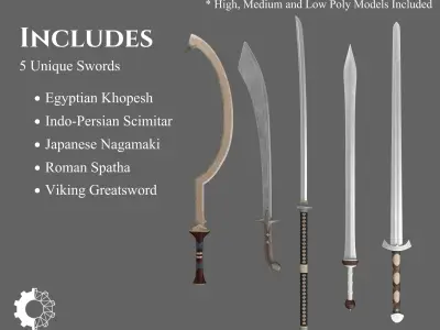 Ancient Collection Weapons Specialty Swords 3D Model Pack