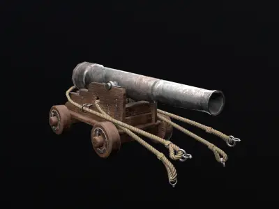 Low poly 3D model of an 18th century naval cannon Low-poly 3D model
