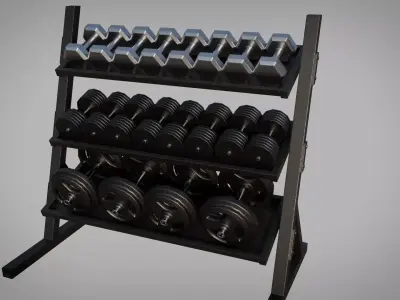 Gym Dumbbell Rack Low-poly 3D model