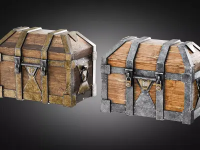 Low Poly Wooden Chests Pack Low-poly 3D model