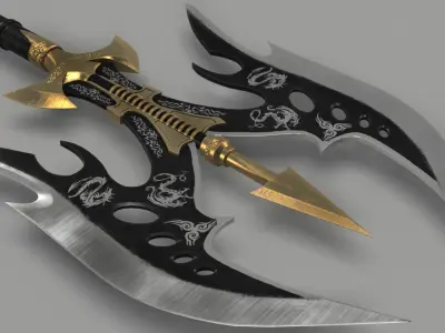 Medieval Axe Melee Weapon 3D model