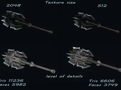 Axe Fantasy Game model Low-poly 3D model Low-poly 3D model
