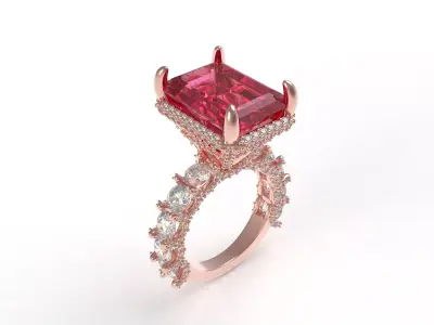 Emerald Engagement Ring 3D print model