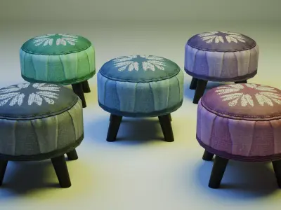 Mini Stool - MAYA and Blender Low-poly 3D model