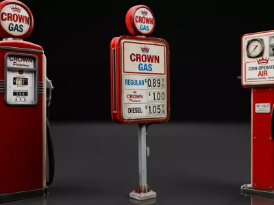  Gas Station  Props Low-poly 3D model
