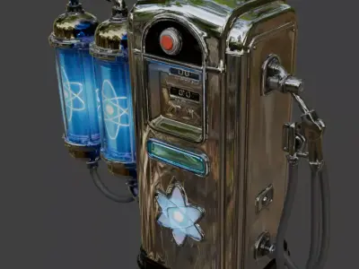 Atompunk Blue Plasma Fuel Pump Low-poly 3D model