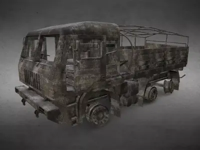 Burnt or Burned Truck Version 1 Low-poly 3D model